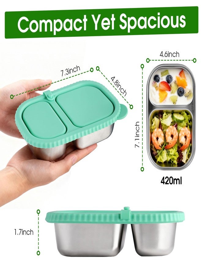 snuggery 3 pack Stainless Steel Snack Container with Lid - 2 Compartment Reusable Leakproof Snack Box for Kids and Adults, Dishwasher & Freezer Safe, Ideal for Travel, School, Meal Prep - Image 5